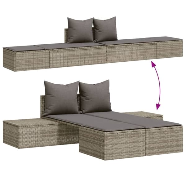 vidaXL loungesofa med hynder polyrattan grå