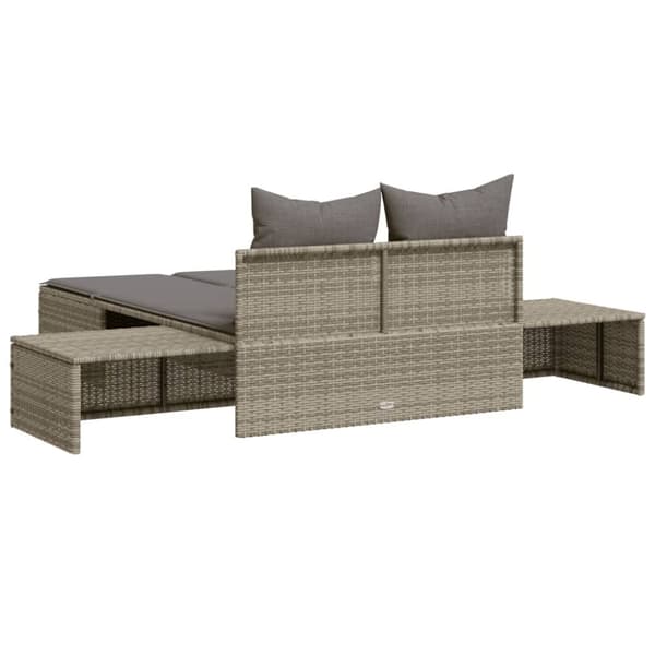 vidaXL loungesofa med hynder polyrattan grå