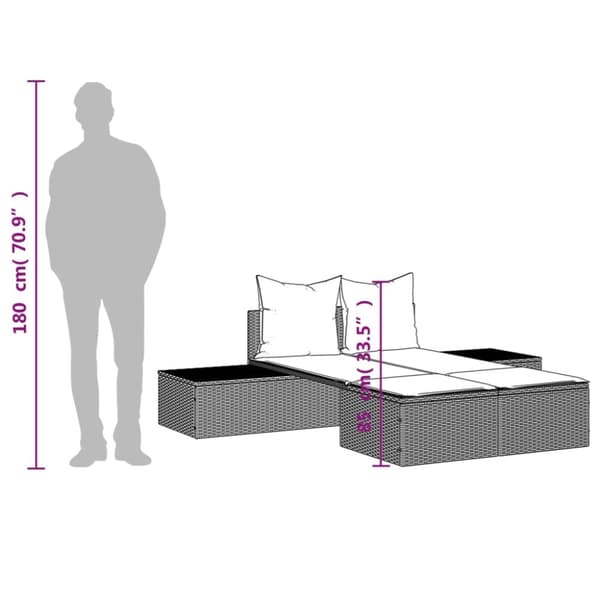 vidaXL loungesofa med hynder polyrattan grå