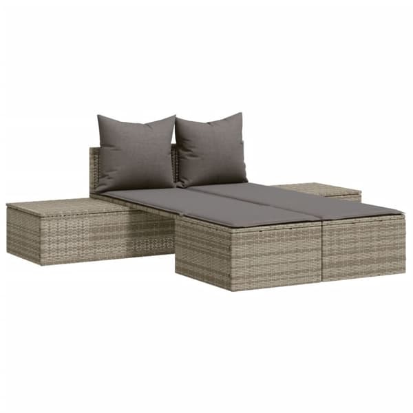 vidaXL loungesofa med hynder polyrattan grå