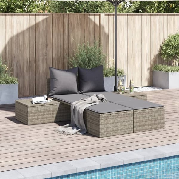vidaXL loungesofa med hynder polyrattan grå