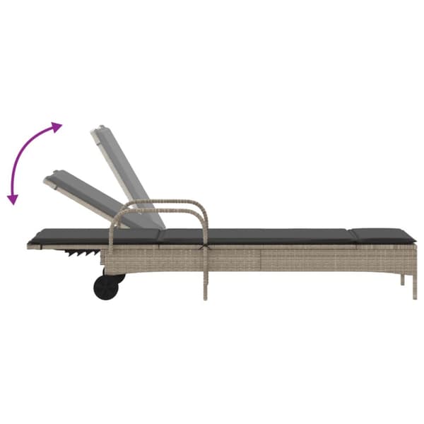 vidaXL liggestole 2 stk. med hynder polyrattan lysegrå