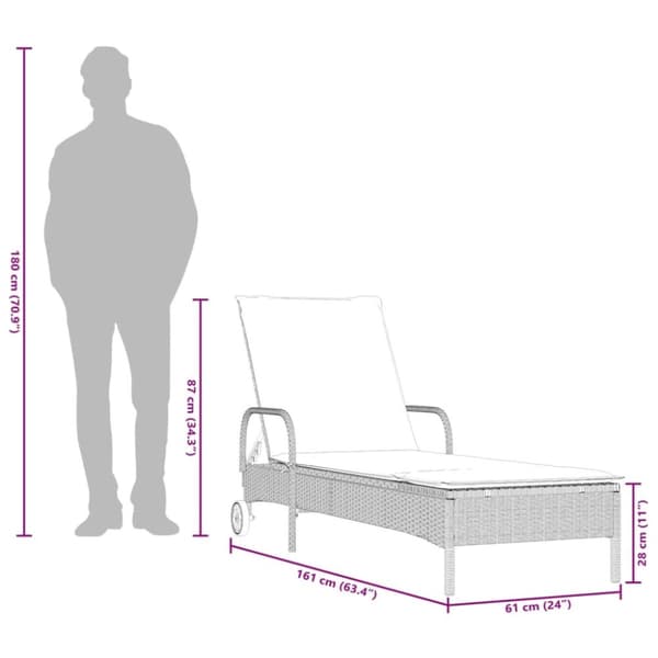 vidaXL liggestole 2 stk. med hynder polyrattan lysegrå
