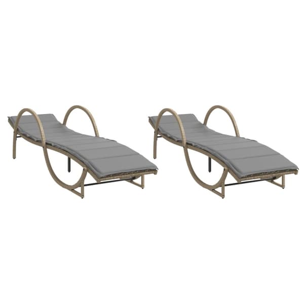 vidaXL liggestole 2 stk. med hynder polyrattan beige