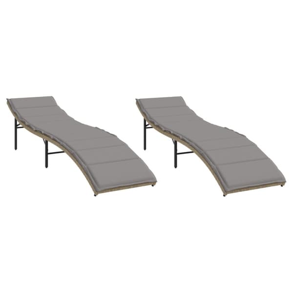 vidaXL Solsängar 2 st med dynor beige konstrotting