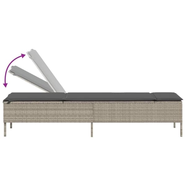 vidaXL liggestole 2 stk. med hynder polyrattan lysegrå