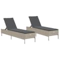 Miniatyrbillede 1 af 11: vidaXL liggestole 2 stk. med hynder polyrattan lysegrå