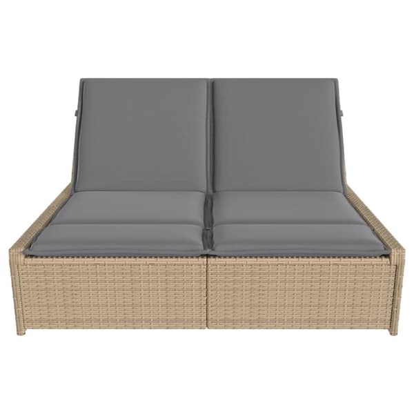 vidaXL solseng med hynder polyrattan beige