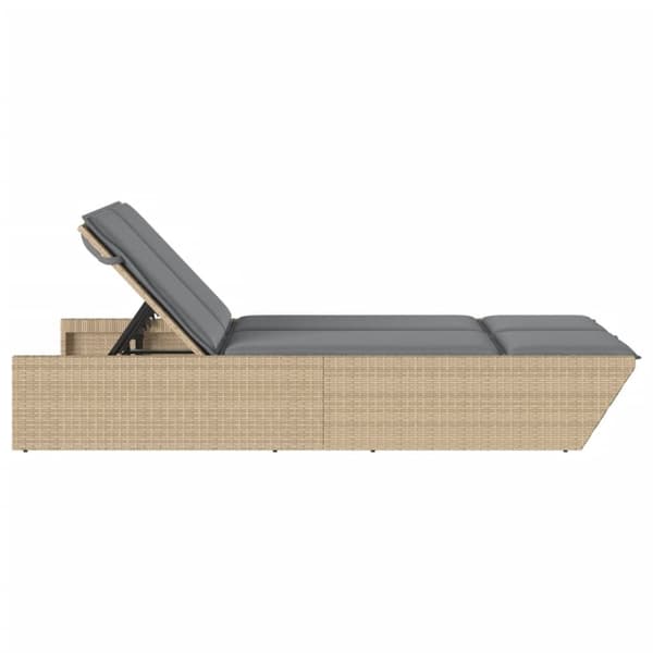 vidaXL solseng med hynder polyrattan beige