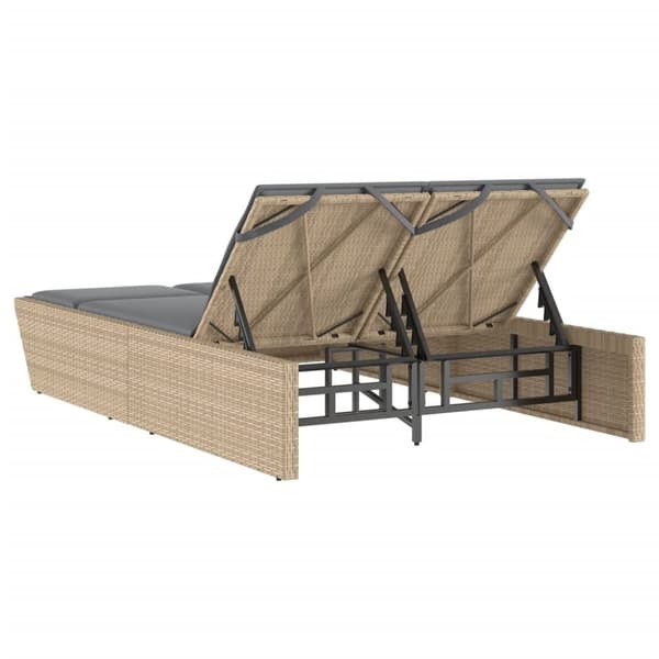 vidaXL solseng med hynder polyrattan beige