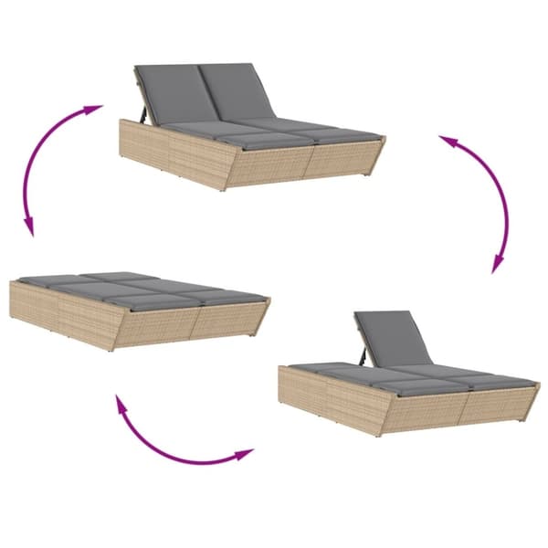 vidaXL solseng med hynder polyrattan beige