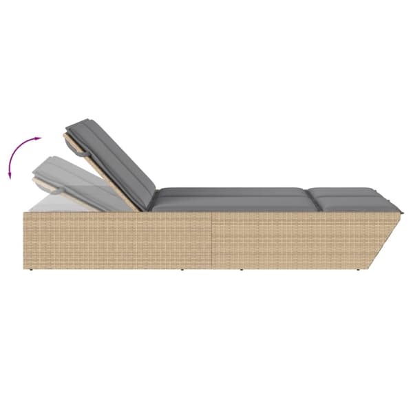 vidaXL solseng med hynder polyrattan beige