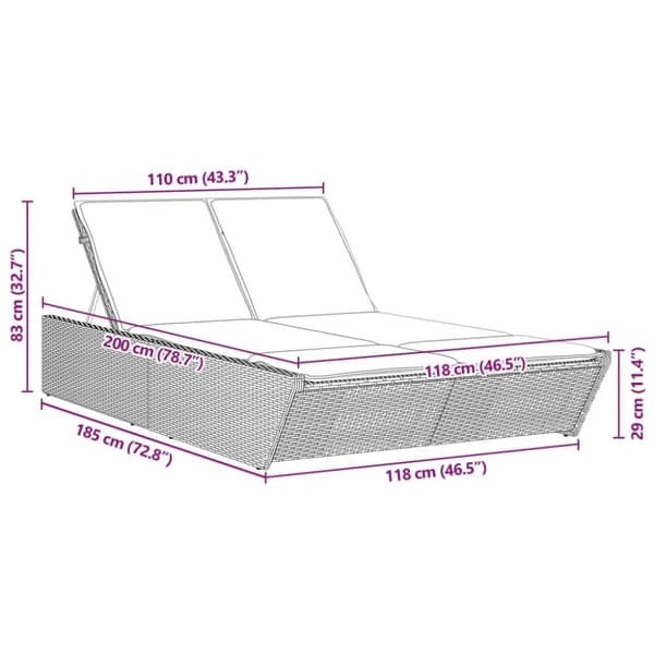 vidaXL solseng med hynder polyrattan beige