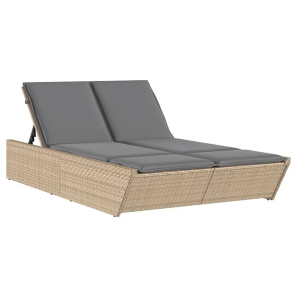 vidaXL solseng med hynder polyrattan beige
