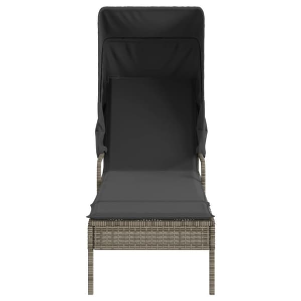 vidaXL liggestole 2 stk. med baldakiner og bord polyrattan grå
