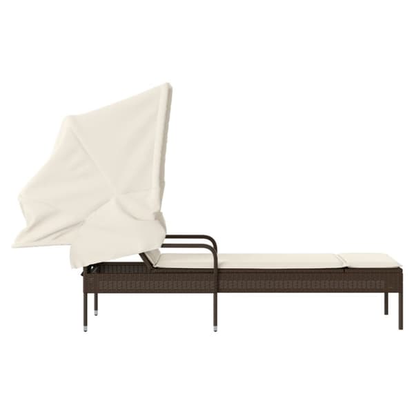 vidaXL loungesofa med baldakin polyrattan brun