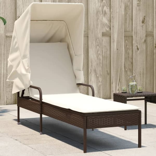vidaXL loungesofa med baldakin polyrattan brun
