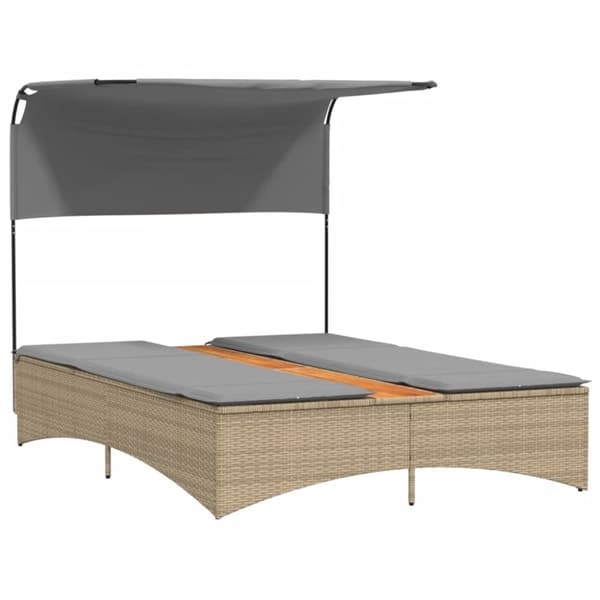 vidaXL solseng med baldakin og hynder polyrattan beige