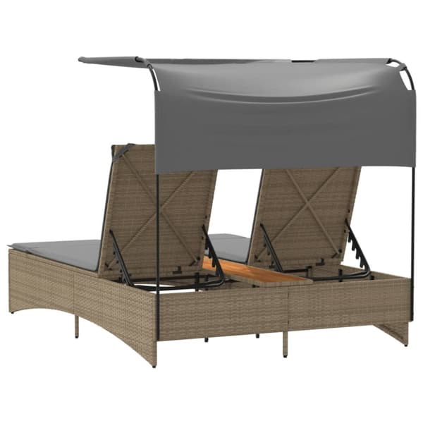 vidaXL solseng med baldakin og hynder polyrattan beige