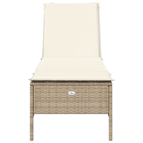 vidaXL Solsäng med dyna beige konstrotting