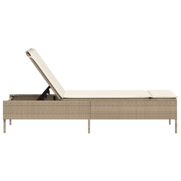 vidaXL Solsäng med dyna beige konstrotting
