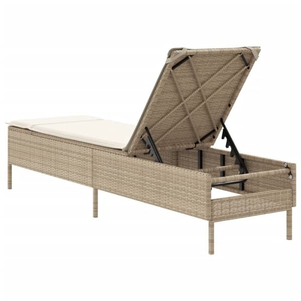 vidaXL Solsäng med dyna beige konstrotting