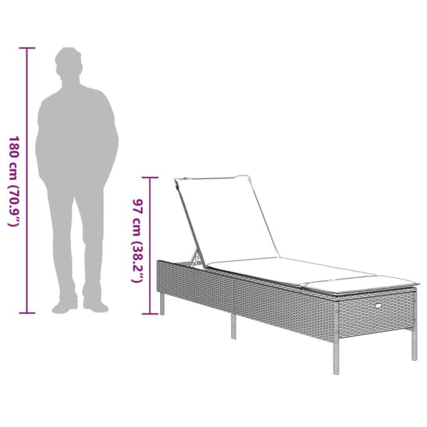 vidaXL Solsäng med dyna beige konstrotting