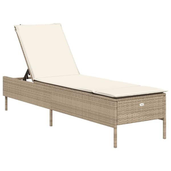 vidaXL Solsäng med dyna beige konstrotting