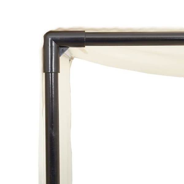 vidaXL solseng med tag og gardiner polyrattan brun