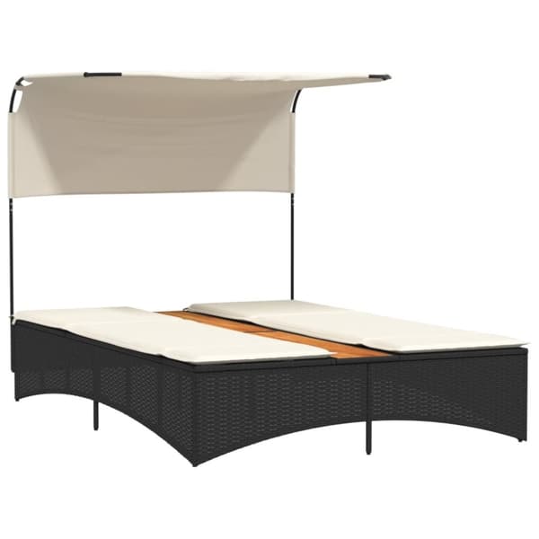 vidaXL solseng med baldakin og hynder polyrattan sort