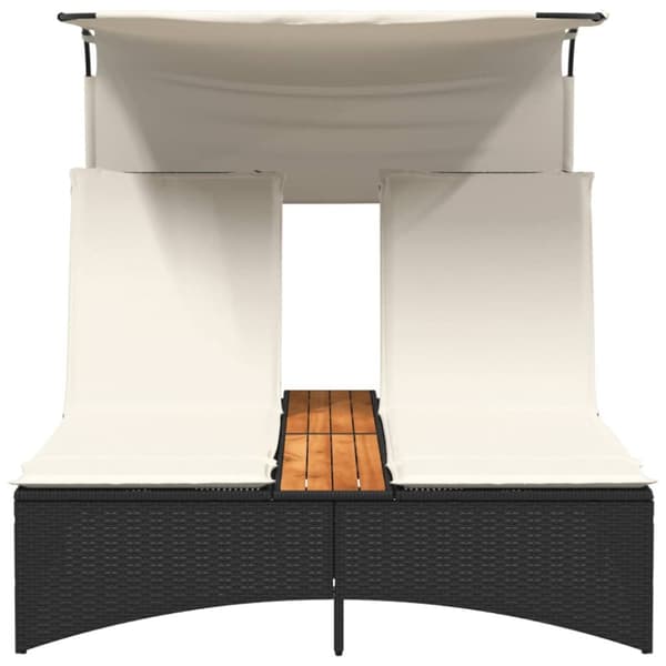vidaXL solseng med baldakin og hynder polyrattan sort