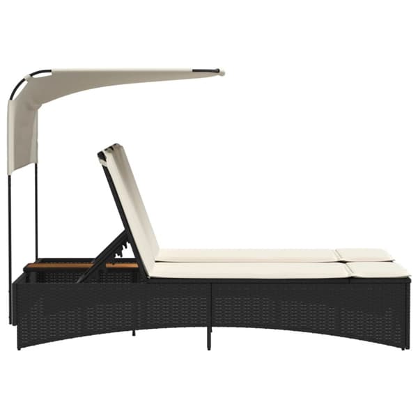 vidaXL solseng med baldakin og hynder polyrattan sort