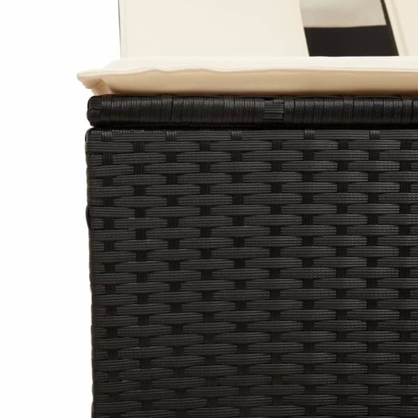 vidaXL solseng med baldakin og hynder polyrattan sort
