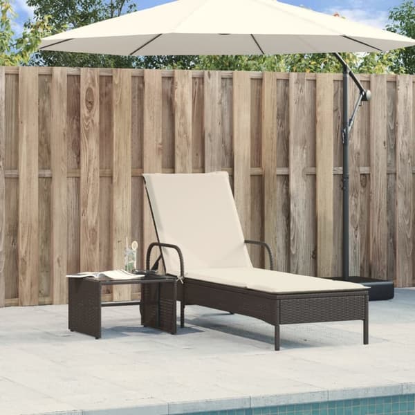 vidaXL liggestol med hjul og hynde polyrattan sort
