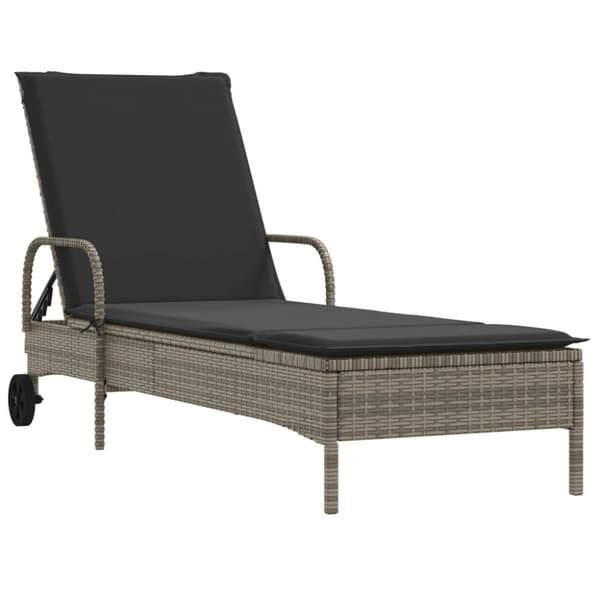 vidaXL liggestole 2 stk. med hynder polyrattan lysegrå