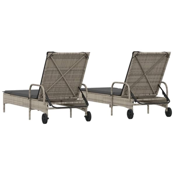 vidaXL liggestole 2 stk. med hynder polyrattan lysegrå