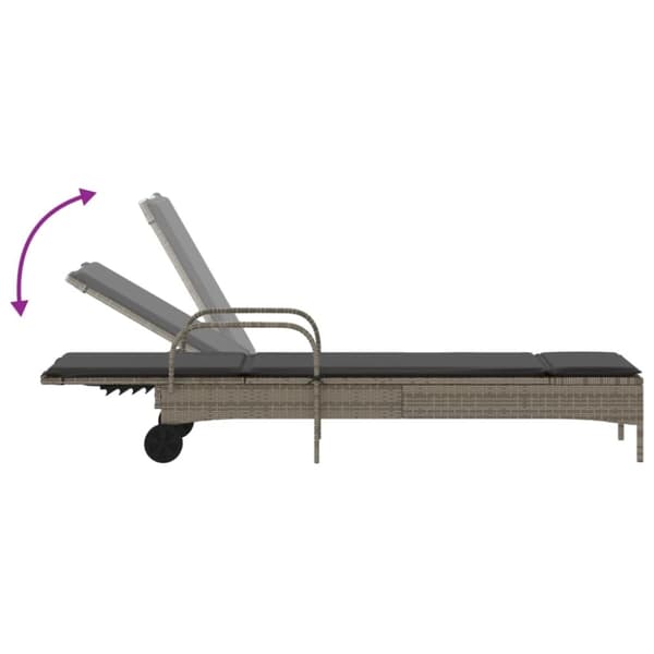 vidaXL liggestole 2 stk. med hynder polyrattan lysegrå