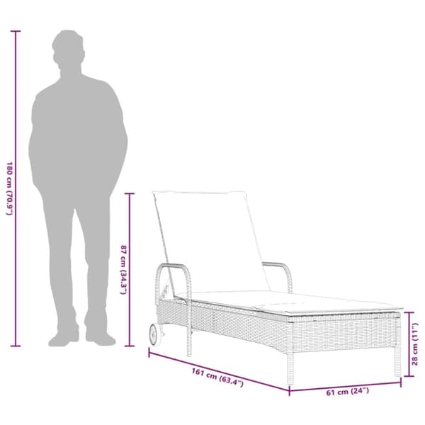 vidaXL liggestole 2 stk. med hynder polyrattan lysegrå