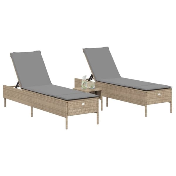 vidaXL liggestole 2 stk. med hynder polyrattan beige