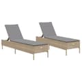 Miniatyrbillede 1 af 11: vidaXL liggestole 2 stk. med hynder polyrattan beige