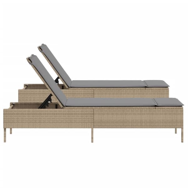vidaXL Solsängar med dynor 2 st beige konstrotting