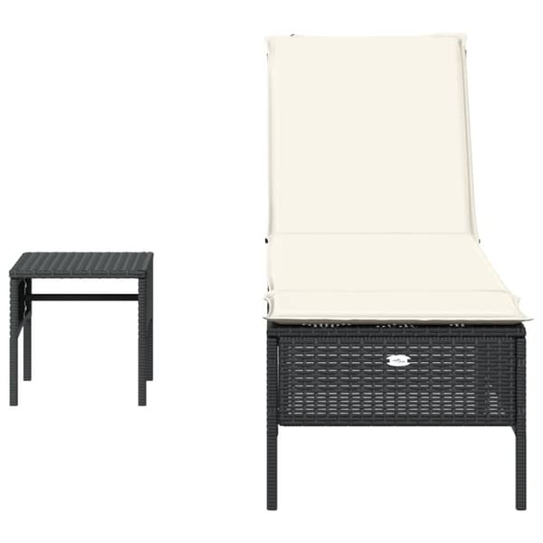 vidaXL Solsäng med bord och dyna svart konstrotting