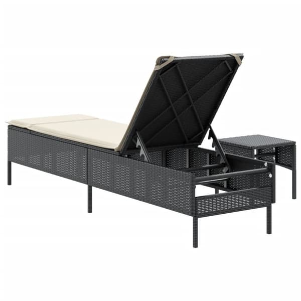vidaXL Solsäng med bord och dyna svart konstrotting