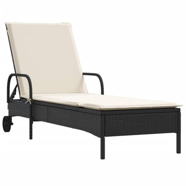 vidaXL liggestole 2 stk. med hynder polyrattan sort