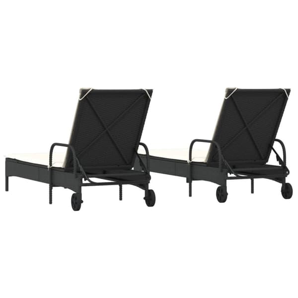 vidaXL liggestole 2 stk. med hynder polyrattan sort