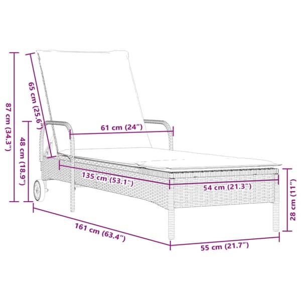 vidaXL liggestole 2 stk. med hynder polyrattan sort