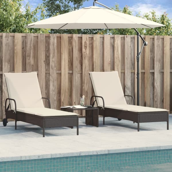 vidaXL liggestole 2 stk. med hynder polyrattan sort