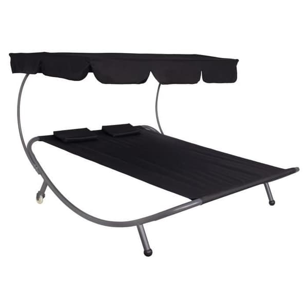 Fåtölj - SPRINGOS - Svart - 2 personer - Justerbar kapell - Kapacitet 240 kg