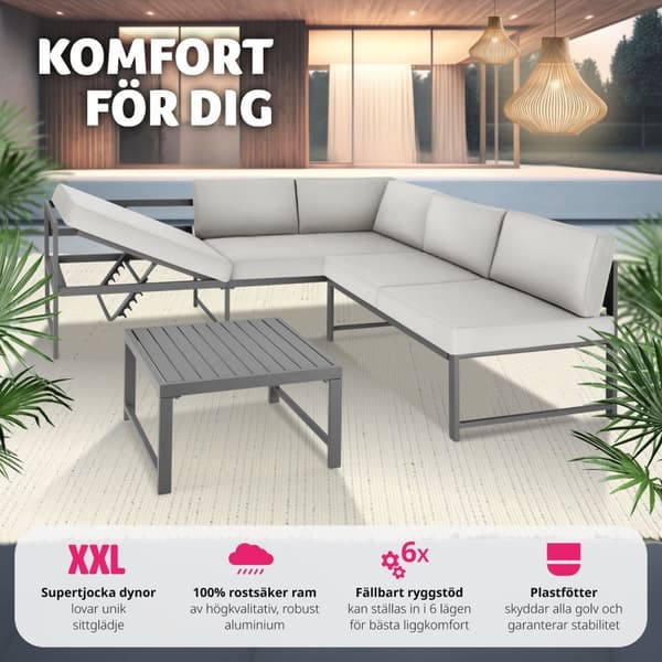Soffgrupp Faro med bord - grå