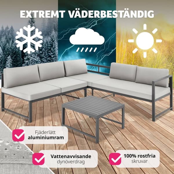 Soffgrupp Faro med bord - grå